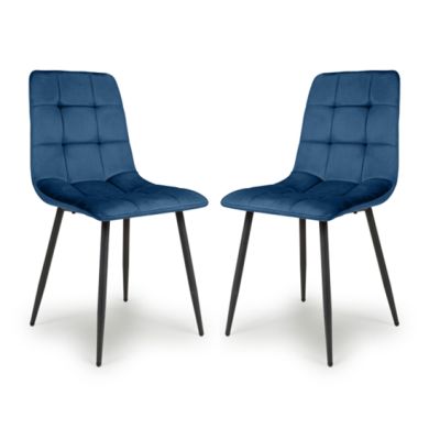 Madison Blue Brushed Velvet Dining Chairs In Pair
