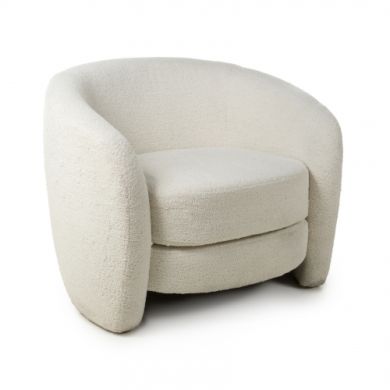 Petra Boucle Fabric Tub Chair In Vanilla White