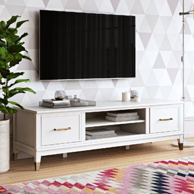 Westerleigh Wooden TV Stand With 2 Doors In White