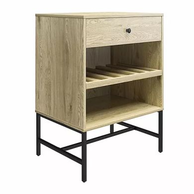Tamlin Wooden End Table With 1 Drawer In Linseed Oak