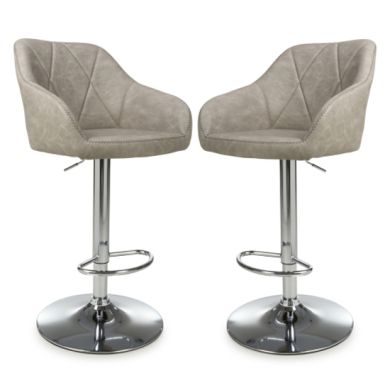 Serena Mink Leather Effect Bar Stools In Pair