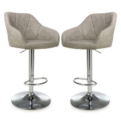 Serena Mink Leather Effect Bar Stools In Pair