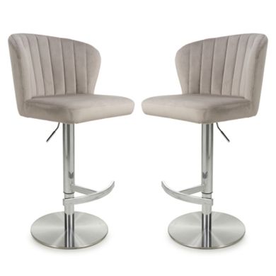 Sigma Mink Brushed Velvet Bar Stools In Pair