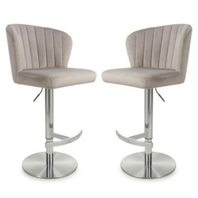 Sigma Mink Brushed Velvet Bar Stools In Pair