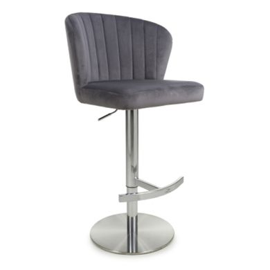 Sigma Brushed Velvet Bar Stool In Grey