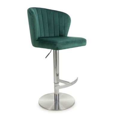 Sigma Brushed Velvet Bar Stool In Green