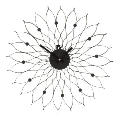 Styro Contemporary Floral Design Wall Clock In Black