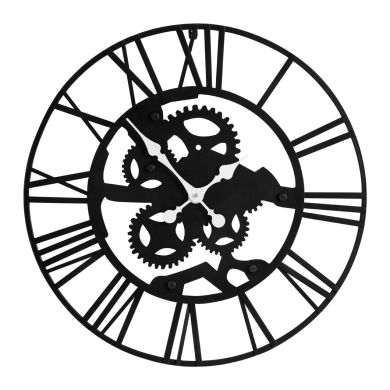 Genoza Metal Industrial Style Wall Clock In Black