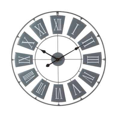 Genoza Large Metal Contemporary Wall Clock In Grey