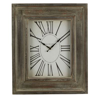 Ocrina Rectangular Antique Style Wall Clock In Grey