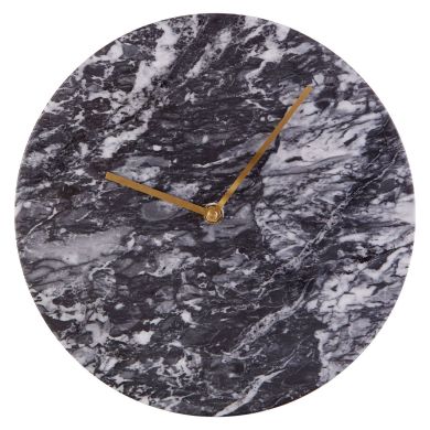 Lamonte Round Marble Wall Clock In Black