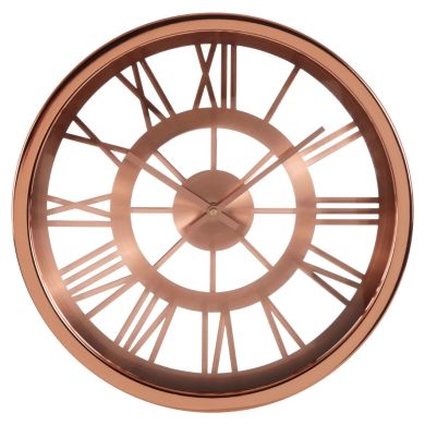 Baillie Round Skeleton Wall Clock In Rose Gold