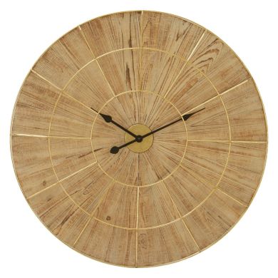 Yaxi Round Wooden Wall Clock In Natural