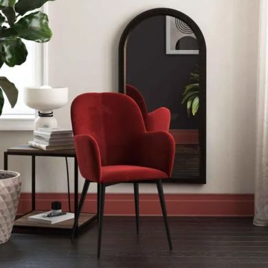 Franklin Velvet Accent Chair In Burgundy