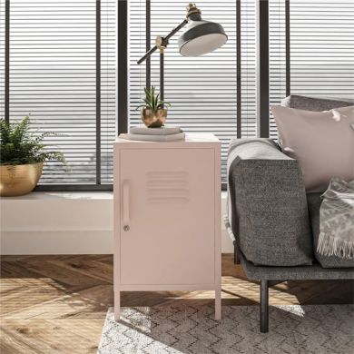 Mission District Metal End Table With 1 Door In Pink
