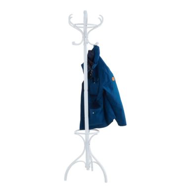 Arles Pine Wood Floor Standing Coat Stand In White