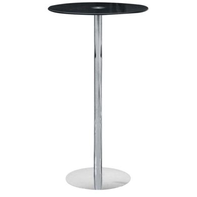 Ashkelon Round Glass Top Bar Table In Black With Chrome Base