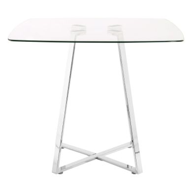 Metropolitan Square Clear Glass Top Dining Table With Chrome Iron Legs