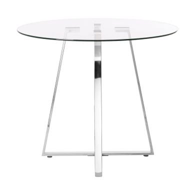 Metropolitan Round Clear Glass Top Dining Table With Chrome Iron Legs