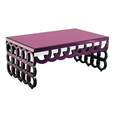 Modena Wooden Mirrored Coffee Table In Purple