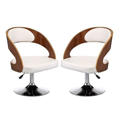 Bohena White Faux Leather Bar Chairs With Arms In Pair