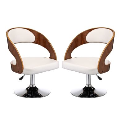Bohena White Faux Leather Bar Chairs With Arms In Pair