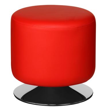 Cerika Faux Leather Cylinder Stool In Red