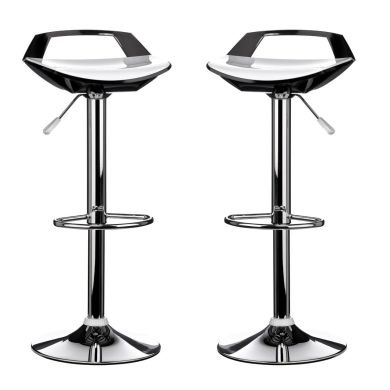 Cetron White And Black ABS Plastic Bar Stools In Pair