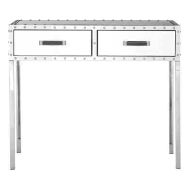 Reigate Mirrored Console Table With 2 Drawers With Stainless Steel Frame