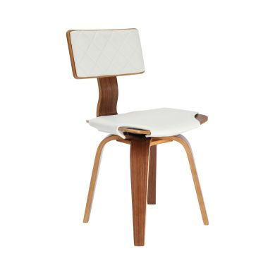 Treko Square Back Faux Leather Bedroom Chair In White