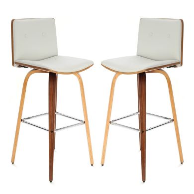 Bohena White Faux Leather Bar Stools In Pair
