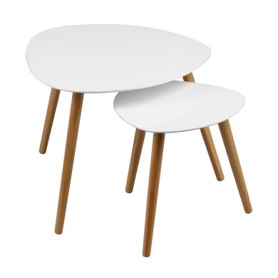 Nostra Traingular Wooden Nesti Of 2 Tables In White High Gloss