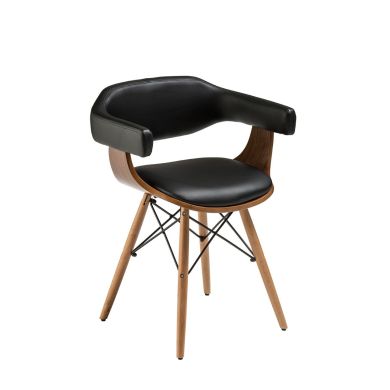 Tenka Black Faux Leather Bedroom Chair With Beech Wooden Legs