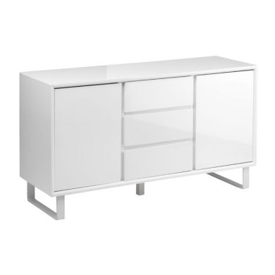 Myddle Wooden Sideboard In White High Gloss With 2 Doors And 3 Drawers