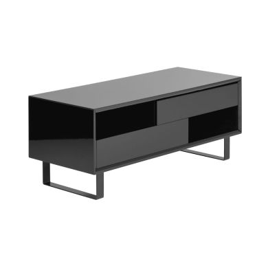 Mortiz Wooden Coffee Table In Black High Gloss With 2 Drawers