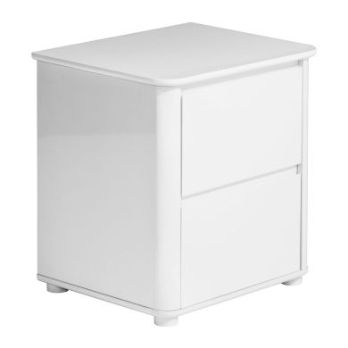 Mortiz Wooden Bedside Cabinet In White High Gloss With 2 Drawers