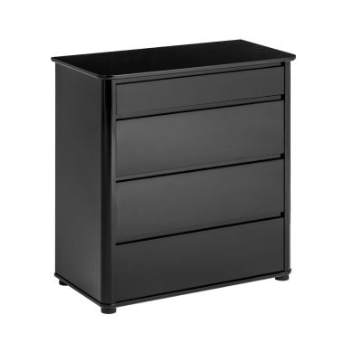 Mortiz Tall Wooden Chest Of 4 Drawers In Black High Gloss
