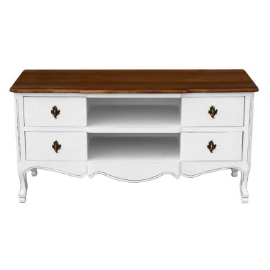 Serena Wooden TV Stand In Chic White With 4 Drawers