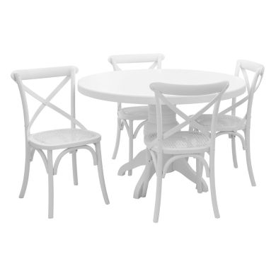 Vermont Rubberwood Dining Table With 4 Chairs In White Wash