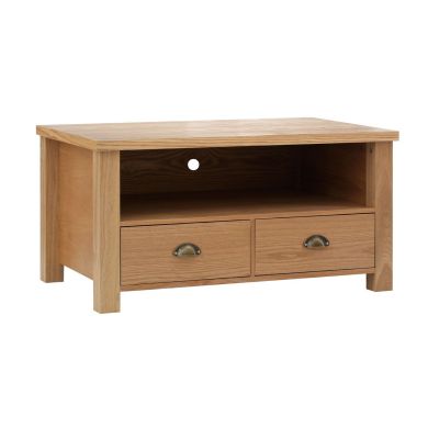 Westbury Wooden TV Stand In Oak With 2 Drawers