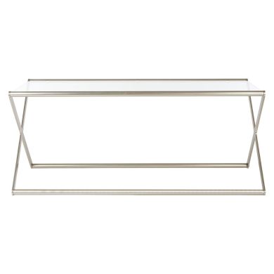 Roma Clear Glass Coffee Table With Satin Nickel Base