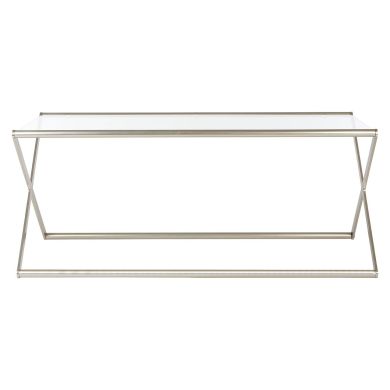 Roma Clear Glass Coffee Table With Satin Nickel Base