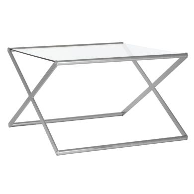 Roma Square Glass Coffee Table With Satin Nickel Base