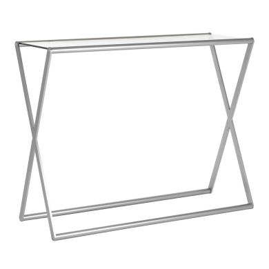 Roma Clear Glass Console Table With Satin Nickel Frame