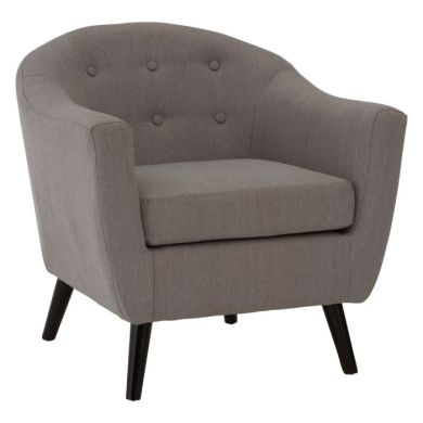 Serra Linen Fabric Upholstered Armchair In Grey