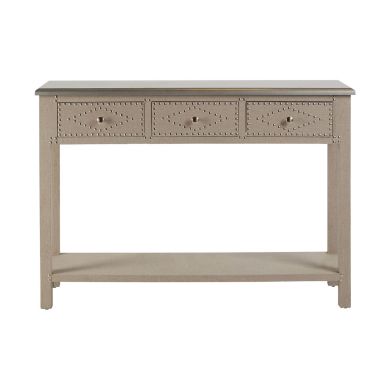 Manhattan Wooden Console Table In Natural With 3 Drawers