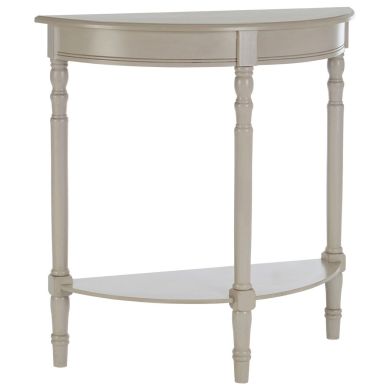 Heritage Half Moon Wooden Console Table In Grey