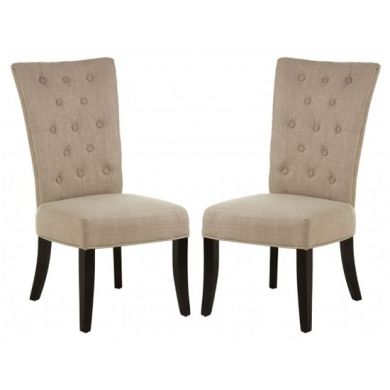 Regents Park Natural Fabric Dining Chairs With Natural Legs In Pair