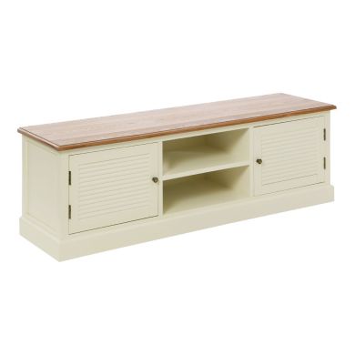 Dorset Wooden TV Stand In Cream With 2 Doors And 2 Open Shelves