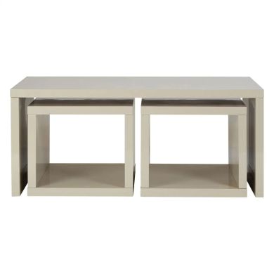 Madrid Wooden Coffee Table With 2 Side Tables In Cream